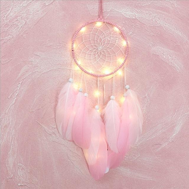 Dream Catcher Led Handmade Dream-catcher Traditional Feather Hanging Home Wall Decoration Night Dream Catchers Decor Ornament Wall Hanging Wind Chimes For Home Room Decoration