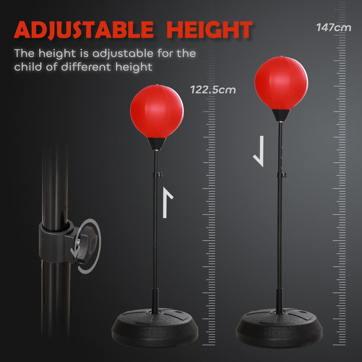 Qaba Punching Bag for Kids, Kids Punching Bag with Stand for 5-10 Year Old, Adjustable Kids Boxing Bag with Boxing Gloves, Boxing Set, Sports Toy for Boys & Girls