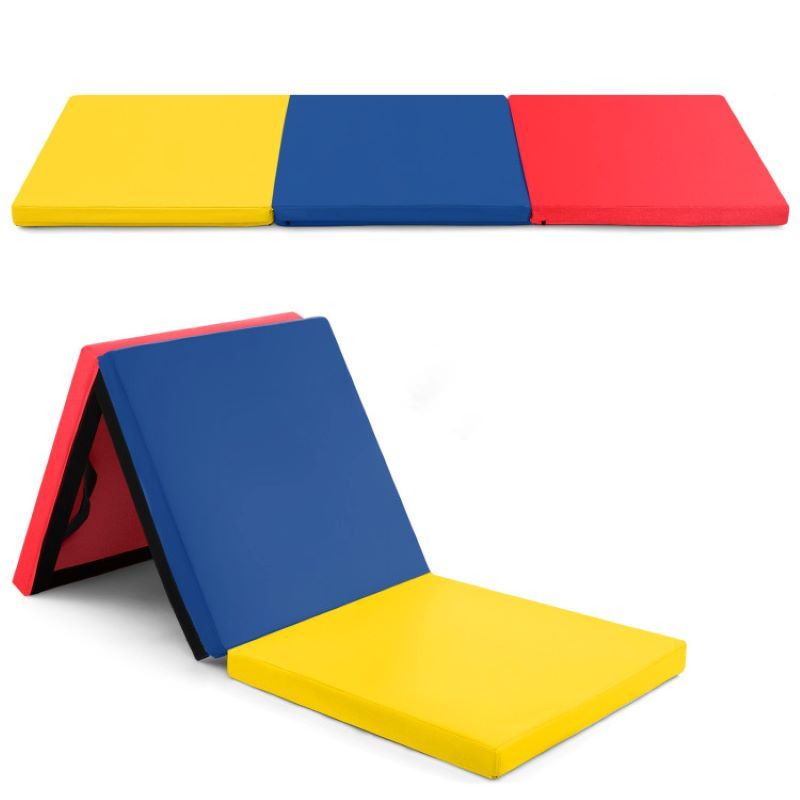 Portable Tri-Fold Gym Mat with Handles for Yoga