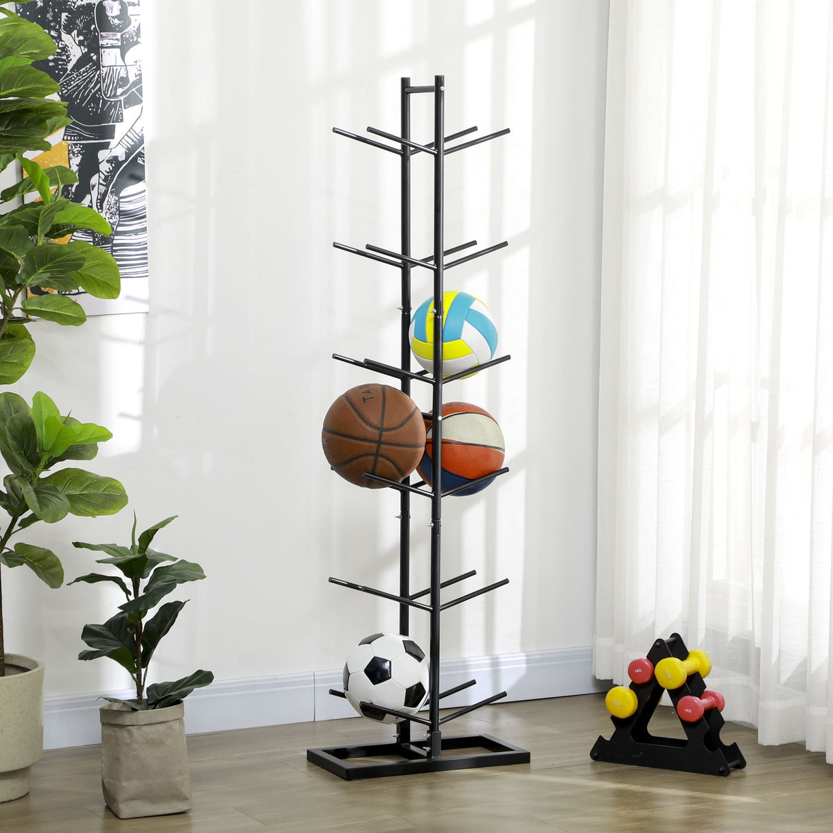 Soozier Vertical Basketball Rack, 12-Ball Capacity Organizer for Gym & Garage
