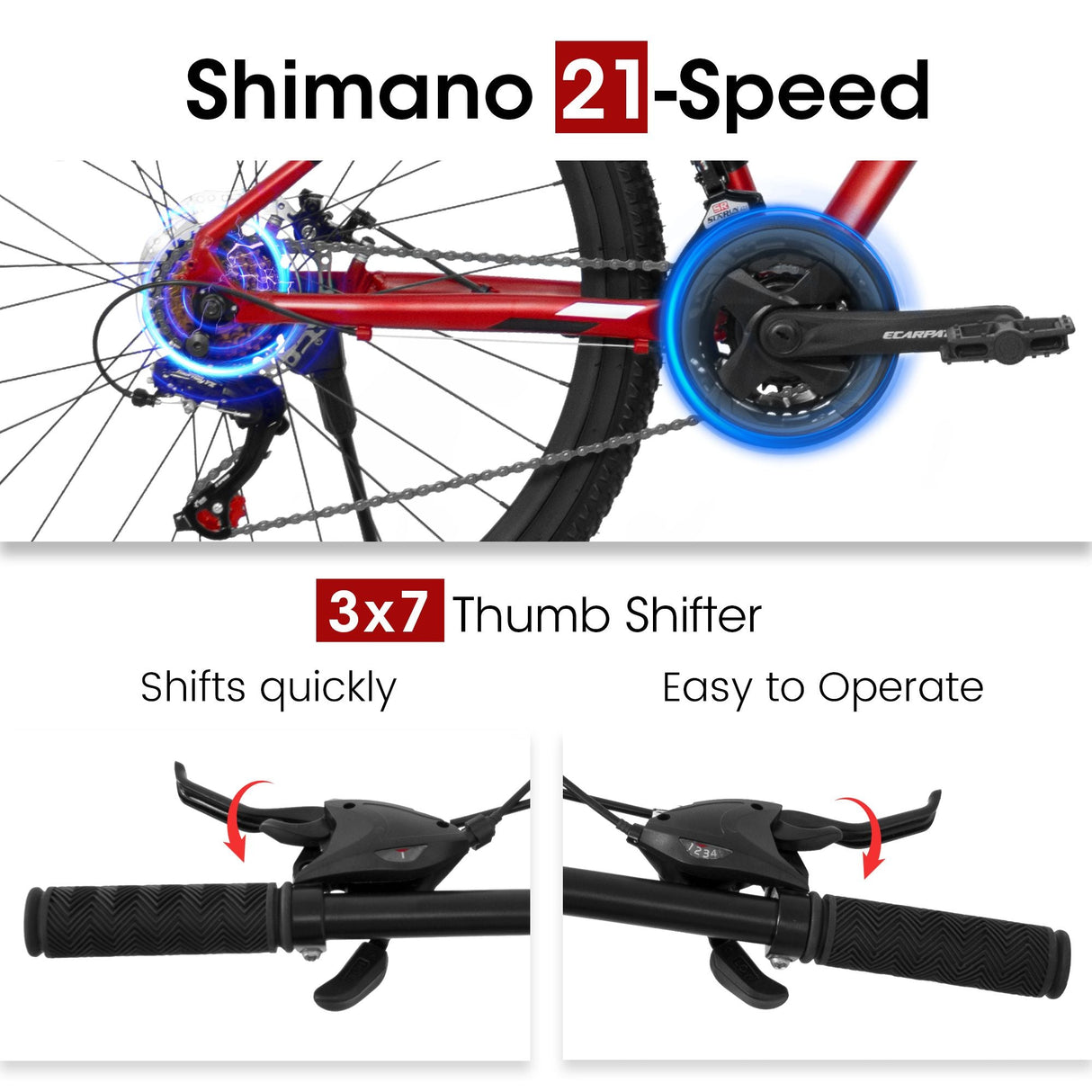 A27312 Mountain Bike 27.5 Inch Wheels, 21-Speed Mens Womens Trail Commuter City Mountain Bike, Aluminium Frame Disc Brakes Thumb Shifter Front Fork Bicycles