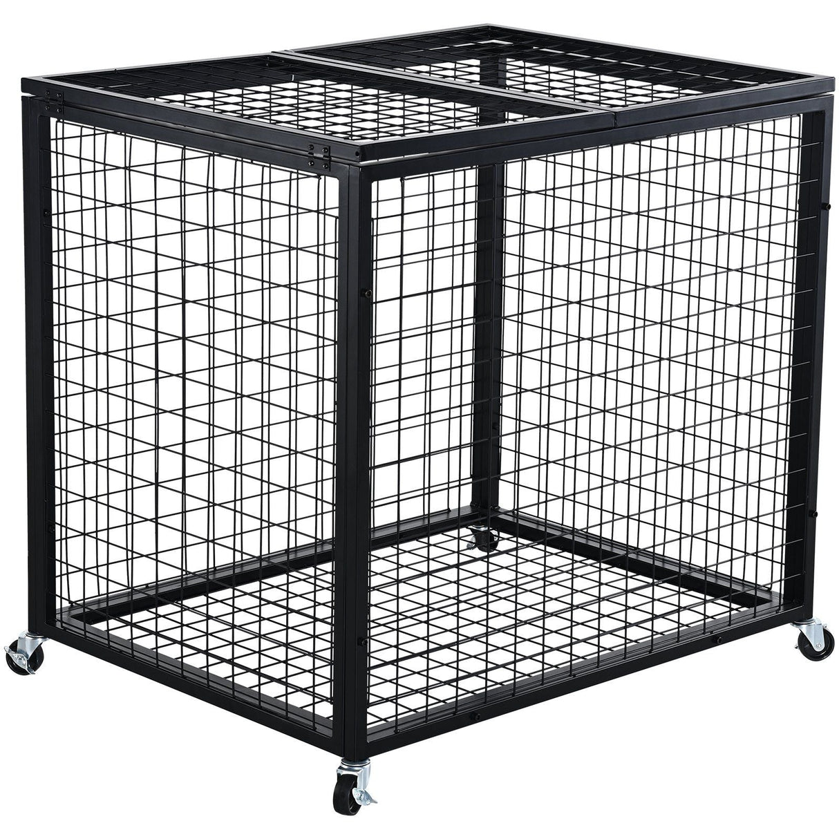 Heavy-Duty Sports Ball Storage Cart with Lockable Basketball Cage and Double Lids