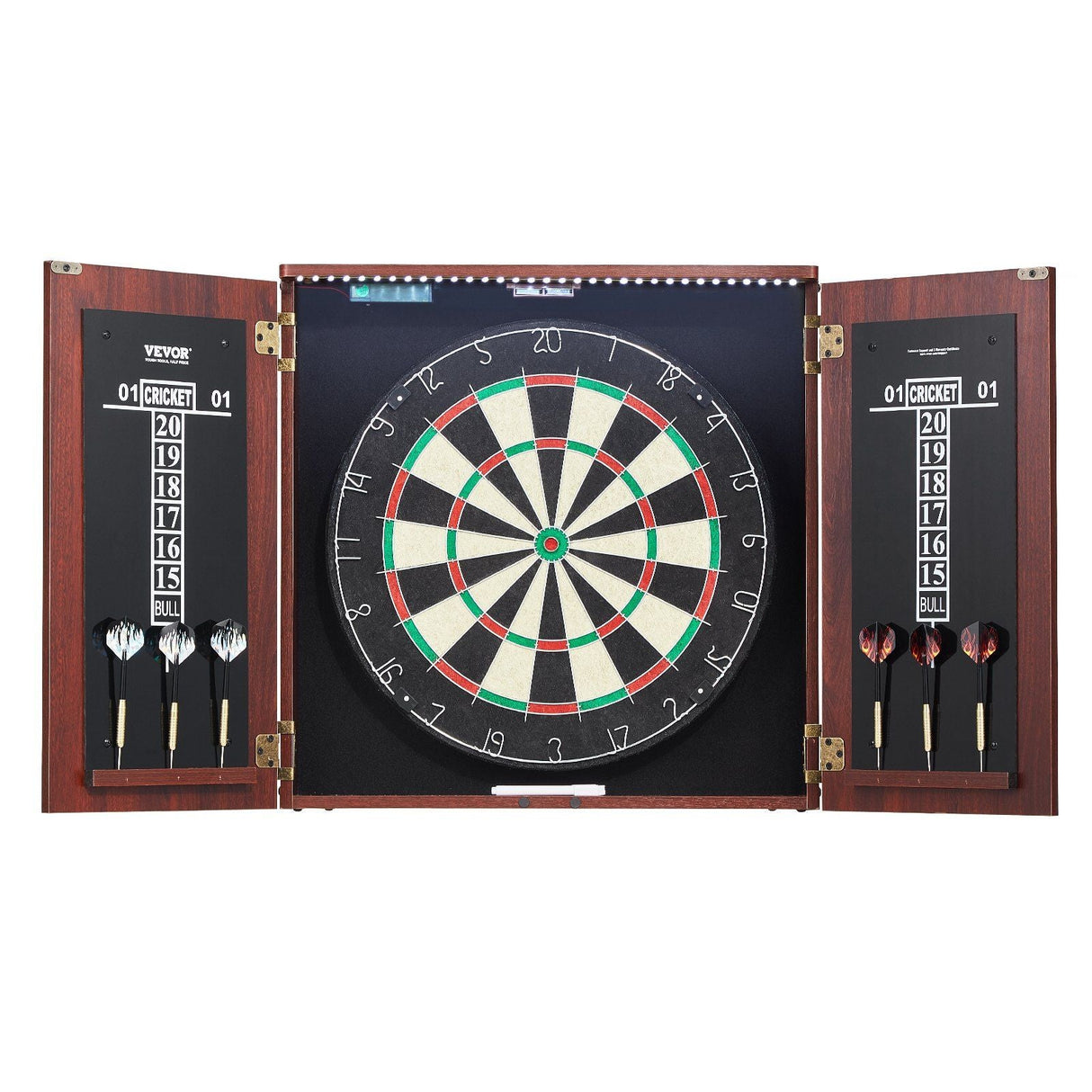 Dartboard and Cabinet Set Official Size Complete dart board Accessory Steel Tip Dart