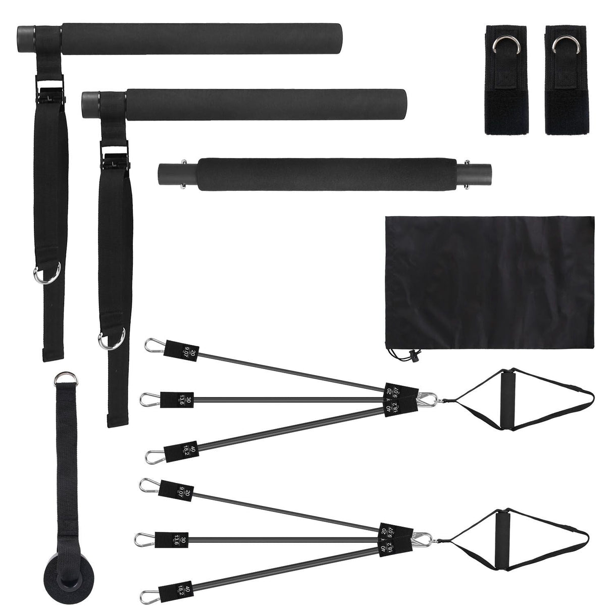Pilates Bar Kit with 180LBS Resistance Bands Multifunctional Pilates Yoga Toning Bar Full Body Exercise