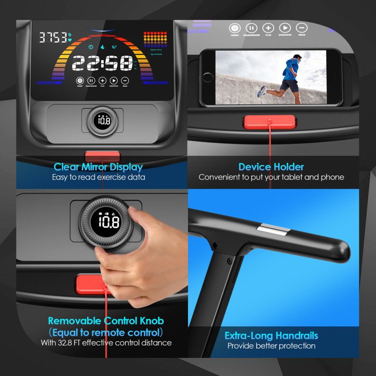 4.75HP Folding peloton Treadmill with Preset Programs Touch Screen Control