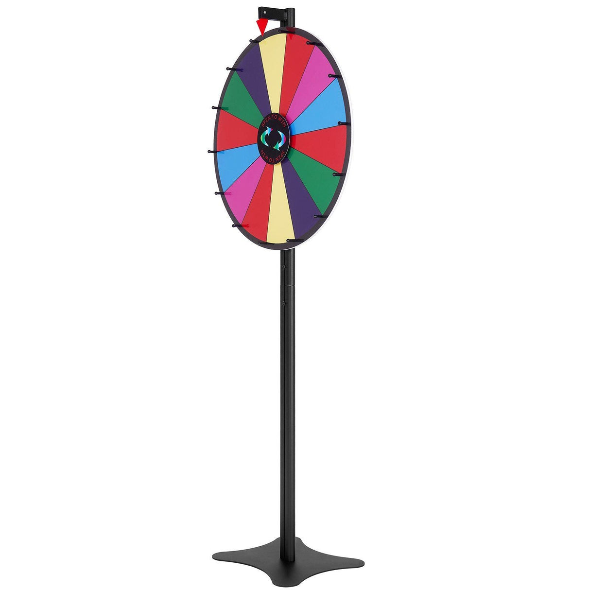 24-inch Prize Wheel, 14 Slots Spinning Wheel, Roulette Wheel with a Dry Erase and 2 Markers, Tabletop or Floor Standing