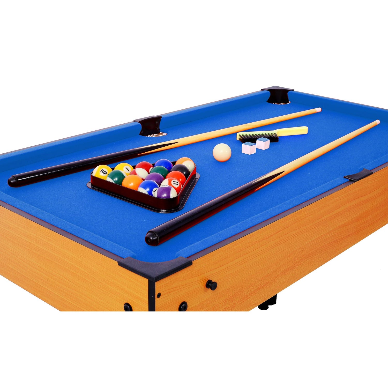 5-in-1 Multi-Game Table - Billiards, Push Hockey, Foosball, Ping Pong, and Basketball brown /blue