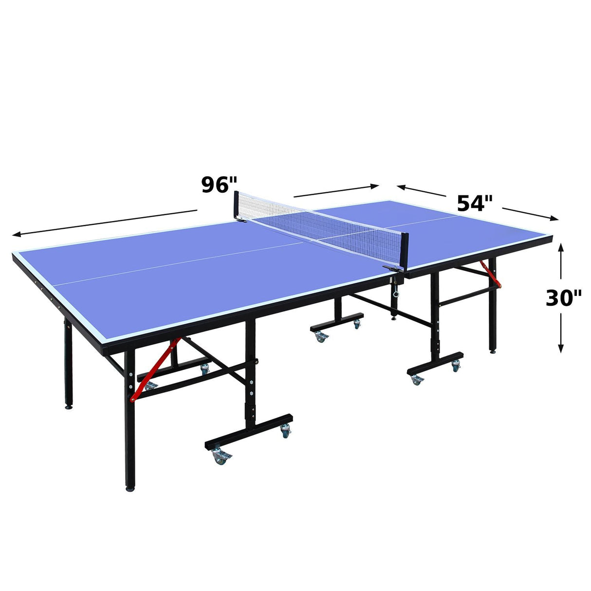 8ft  Tennis Table Foldable & Portable Ping Pong Table Set for Indoor Games with Net, 2 Table Tennis Paddles and 3 Balls