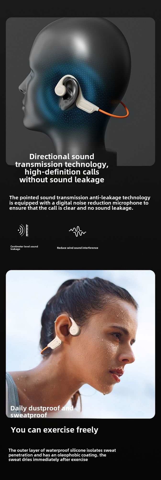 Bluetooth headset 32G memory earbuds not into the ear sports running anti-drop headphones