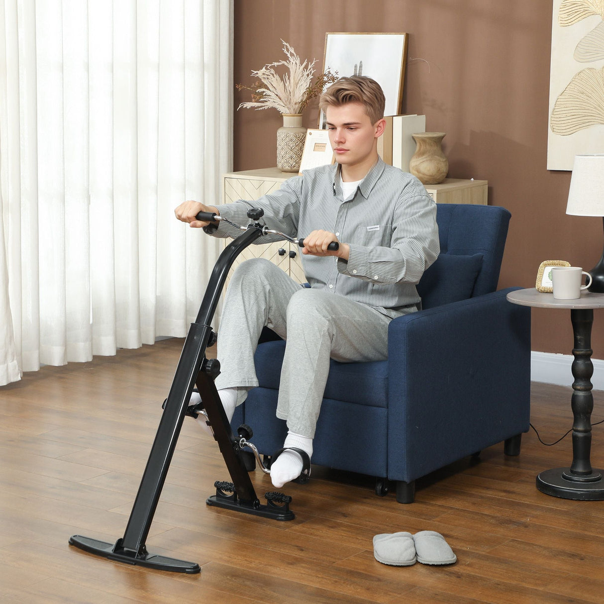 Compact Folding Pedal Exerciser for Seniors - LCD Monitor for Rehab & Therapy