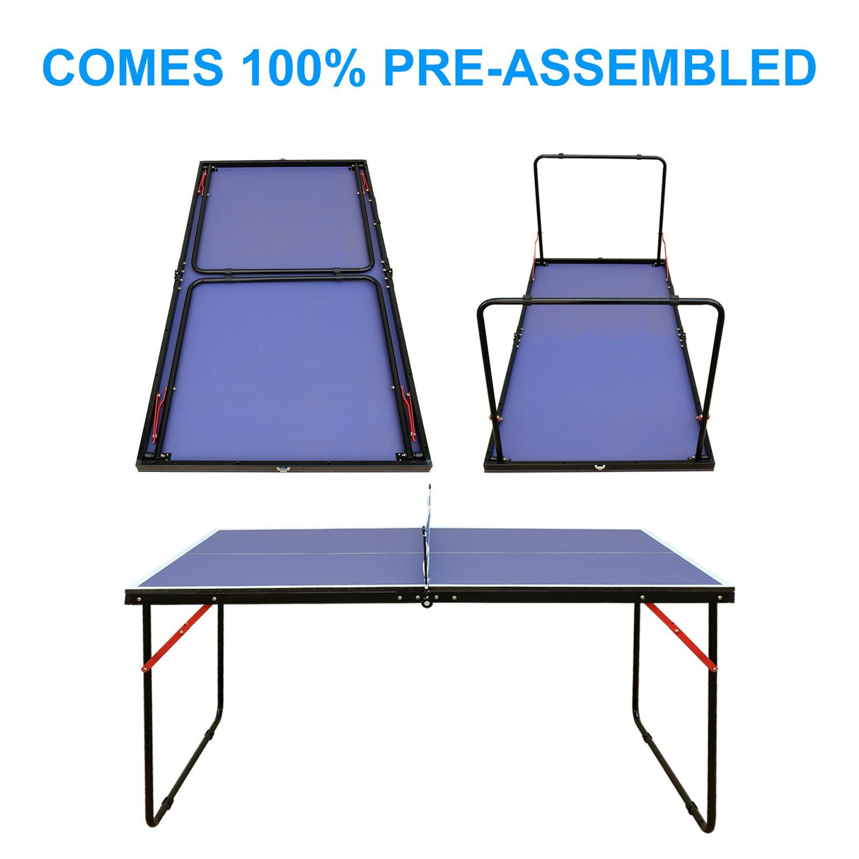 Tennis Table Foldable & Portable Ping Pong Table Set with Net and 2 Ping Pong Paddles for Indoor Outdoor Game