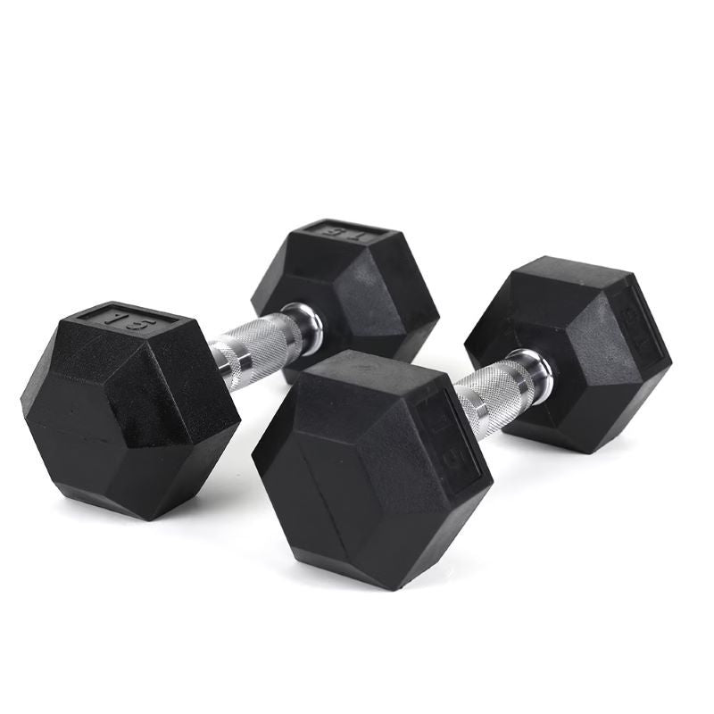 HDRS Rubber Coated Dumbbell with Contoured Chrome Handle