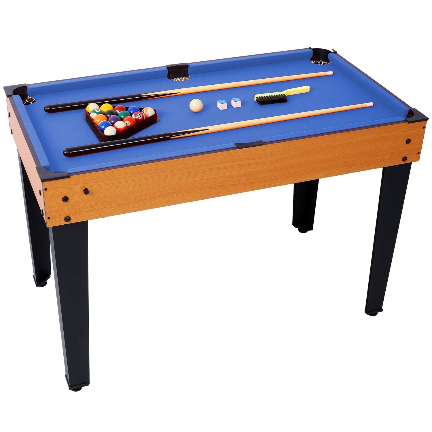 5-in-1 Multi-Game Table - Billiards, Push Hockey, Foosball, Ping Pong, and Basketball brown /blue
