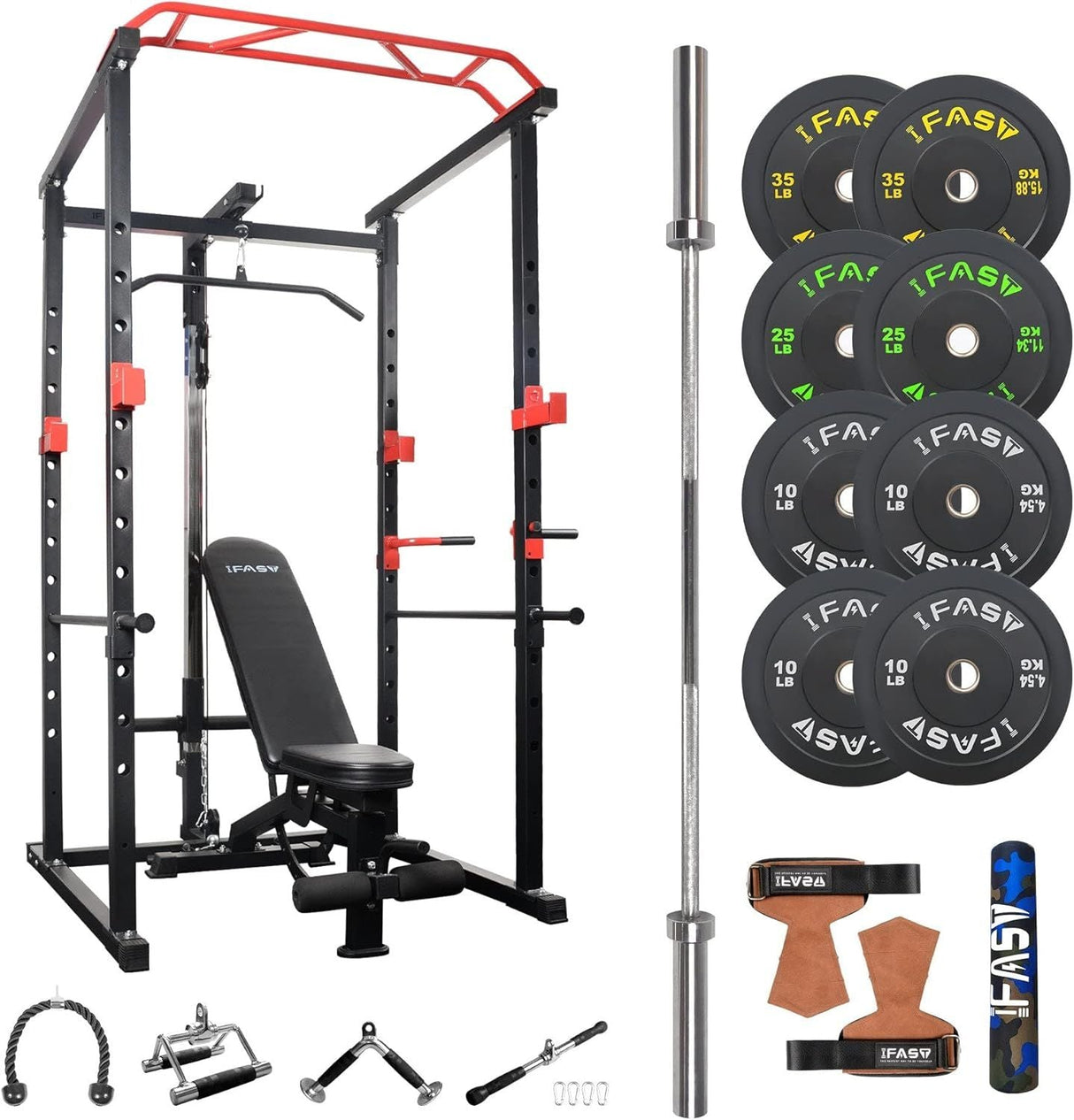 1000 lbs. Multi-functional Power Cage, Home Adjustable Pull up power Rack Comprehensive Fitness Barbell Rack