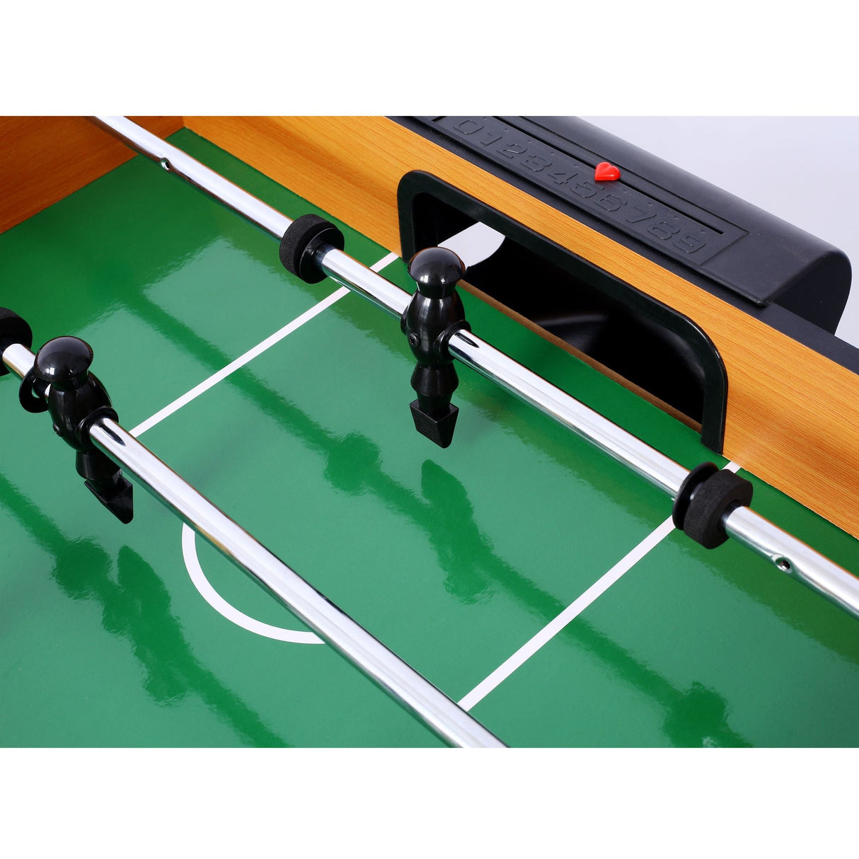 5-in-1 Multi-Game Table - Billiards, Push Hockey, Foosball, Ping Pong, and Basketball brown/red
