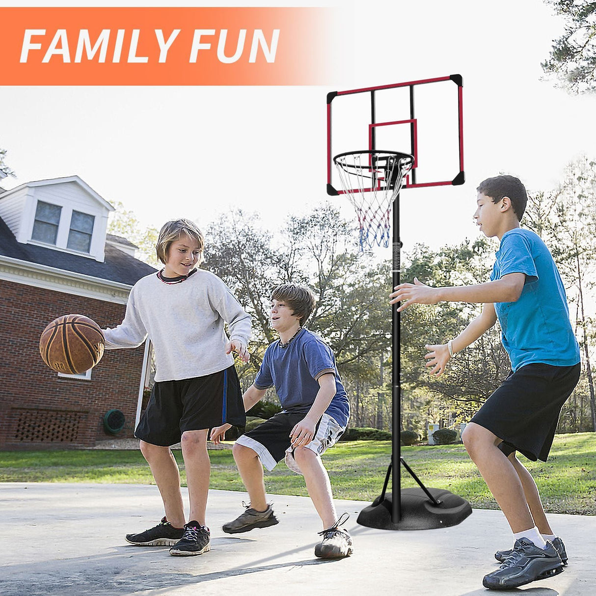 Adjustable Portable Basketball Hoop with 32" Backboard for Indoor & Outdoor Play 7.5ft - 9.2ft