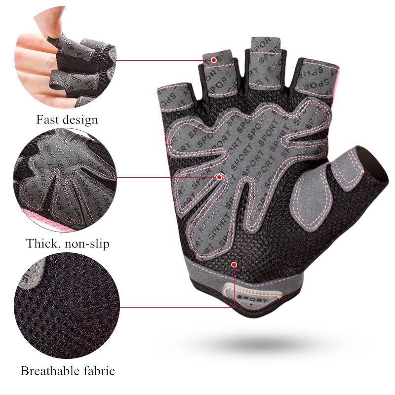 Gym Gloves, Women Yoga Weightlifting gloves   Breathable Half Finger Anti-Slip Pad Bicycle Cycling Glove Sport Exercise Equipment