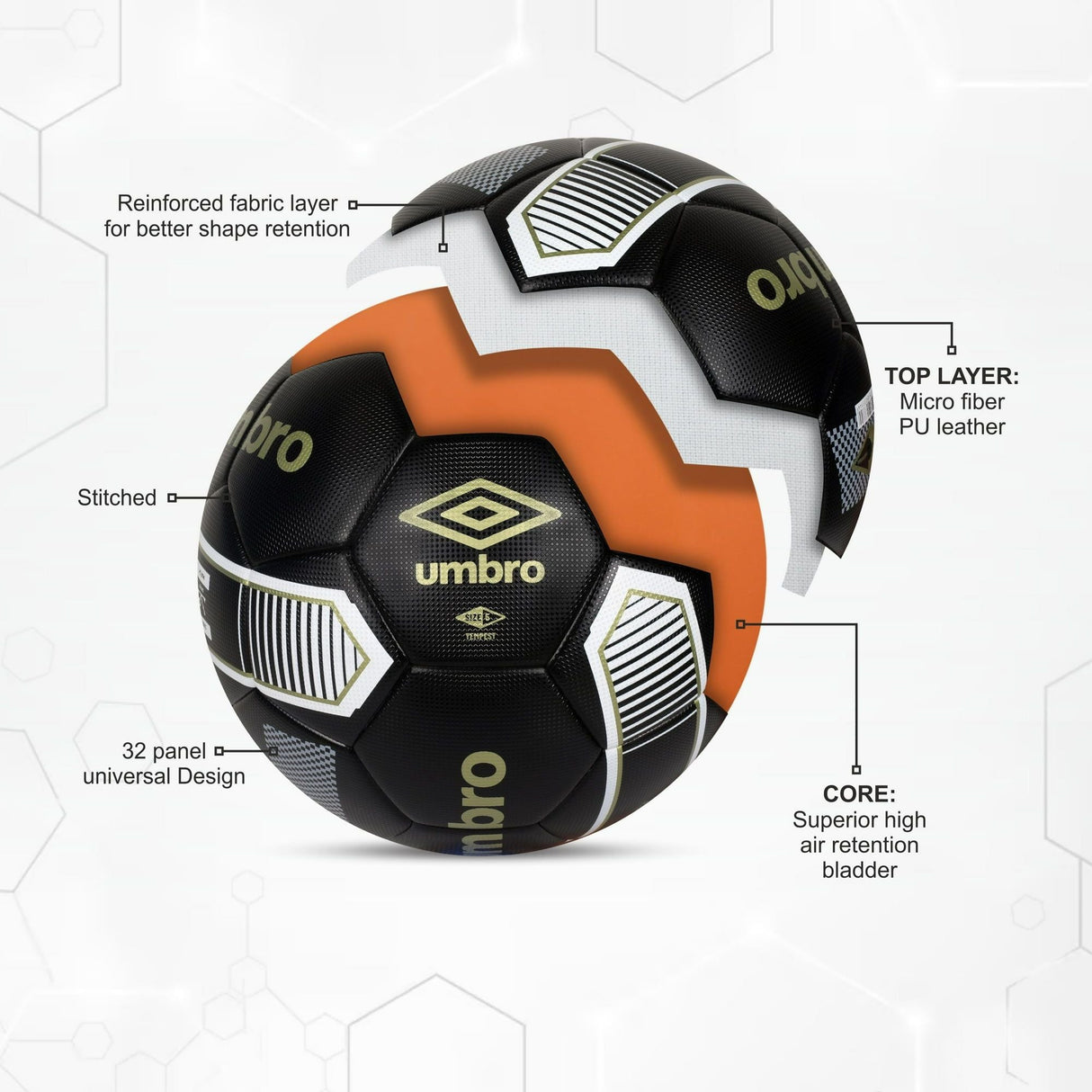 Umbro NFHS Match Certified Tempest Soccer Ball, Size 5