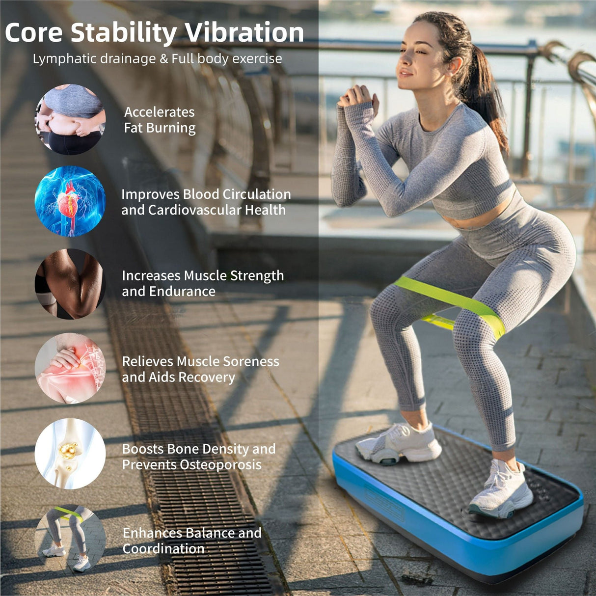 Vibration Plate Exercise Machine, Whole Body Fitness Platform for Lymphatic Drainage, Vibrating Shaker Board with 120 Speed Levels, Weight Loss and Fat Burner Workout Equipment for Women and Men