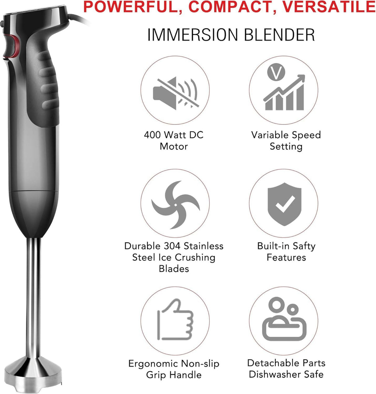 4-in-1 iCucina Immersion Blender with Variable Speed Control