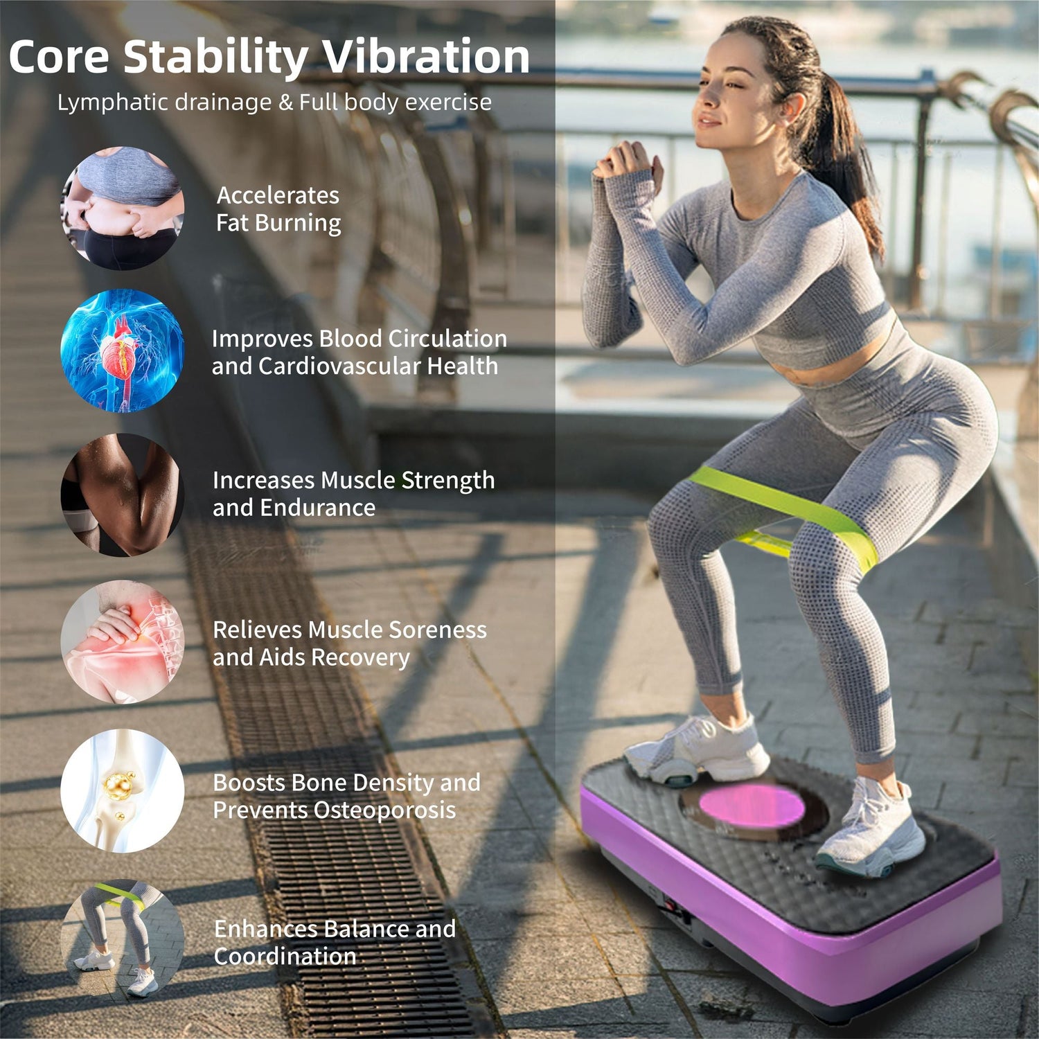 Vibration Plate Fitness Platform, Whole Body Exercise Machine for Lymphatic Drainage, Shaking Workout Board with 120 Speed Levels, Fat Burner and Weight Loss Equipment for Men and Women.
