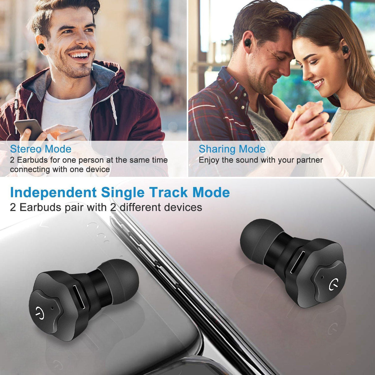 Wireless Earbuds CSR V4.2 In-ear Stereo Headsets IP44 Waterproof Apt-X TWS Headphones Noise Cancelling