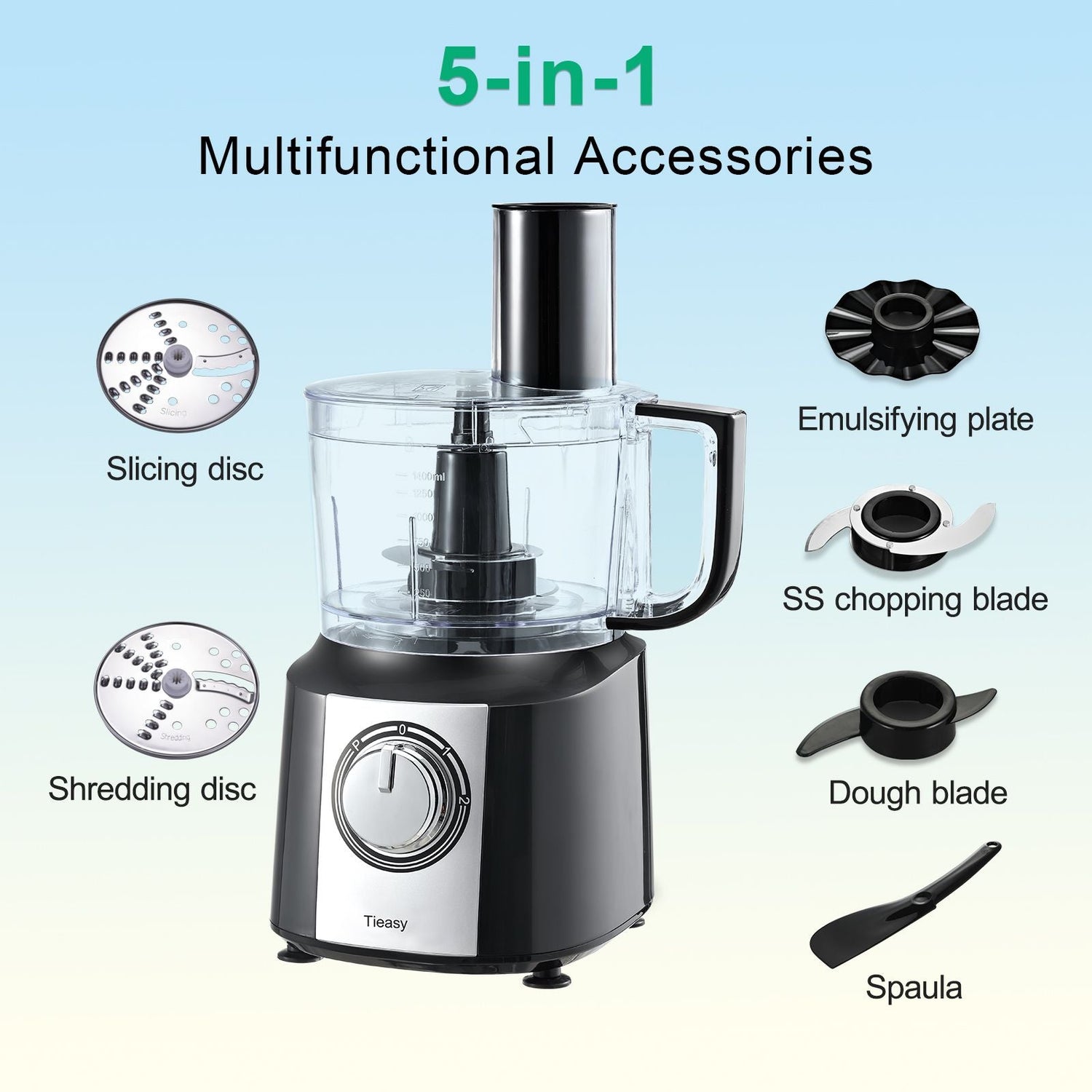 All-in-One 600W Food Processor and Mixer with 10-Cup Capacity for Chefs