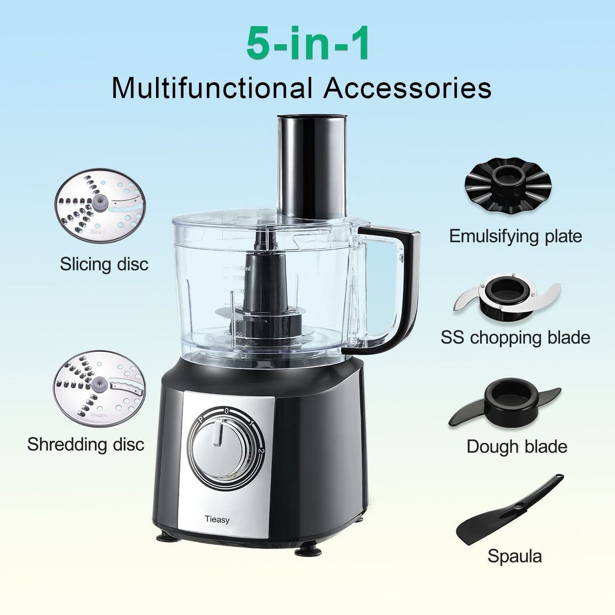 All-in-One 600W Food Processor and Mixer with 10-Cup Capacity for Chefs