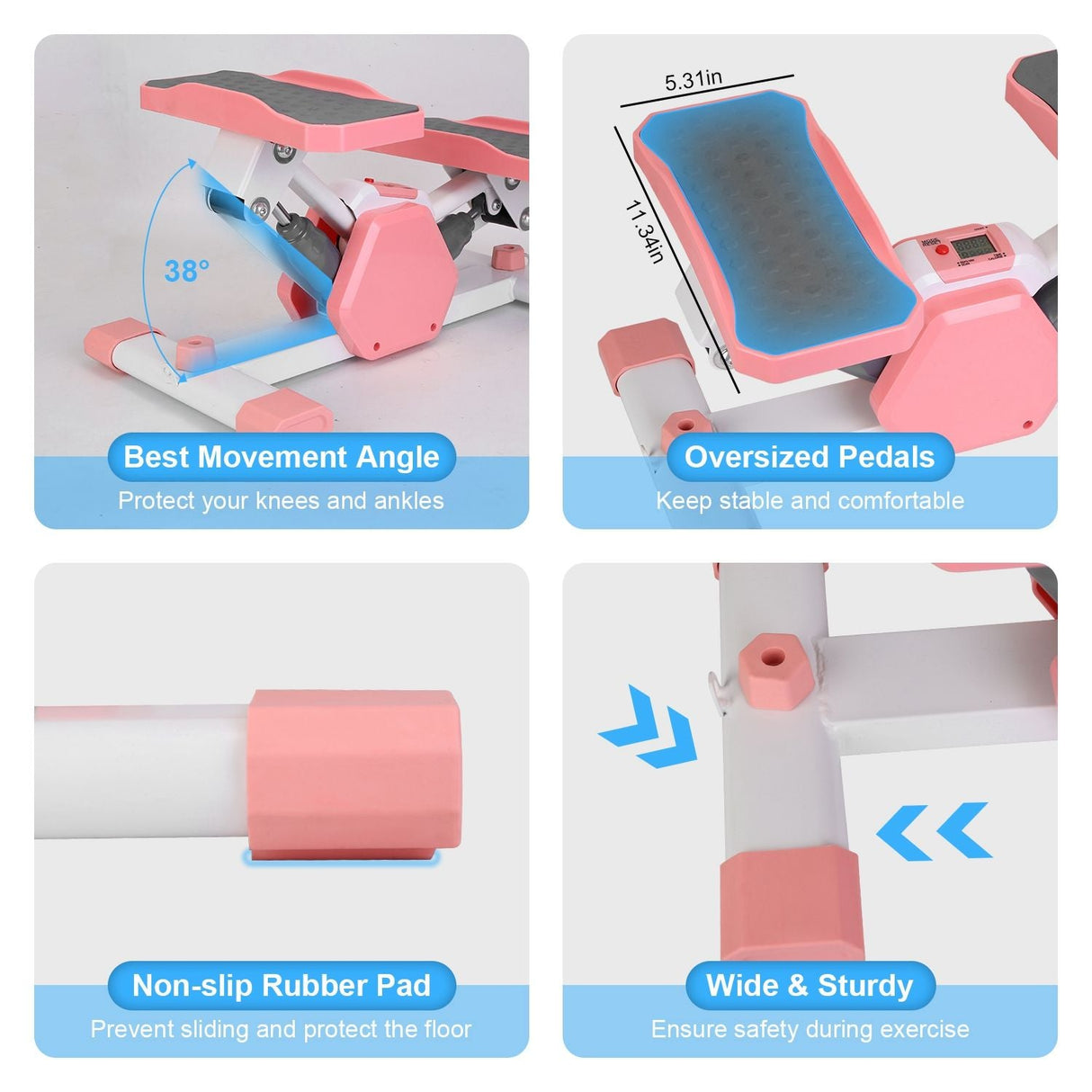 stepper machine, Mini Stepper Stair Stepper with Resistance Bands Quiet Workout Stepper with Digital Timer Max 330.7LBS Load for Home