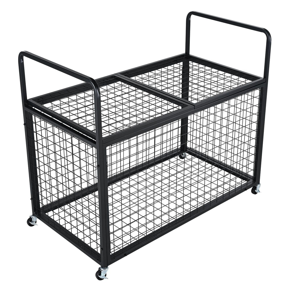 Heavy-Duty Lockable Sports Ball Storage Cart - Double Lid Organizer for Home and Gym