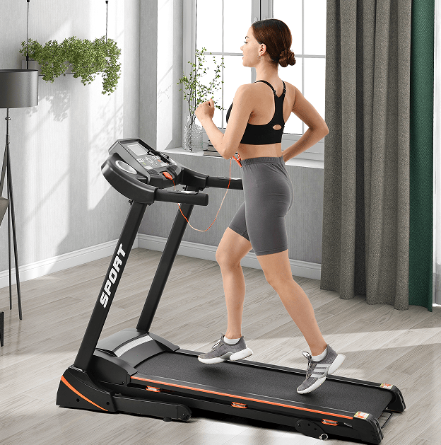 330LBS Folding peloton Treadmill Aerobic Training 14.8KM/h Running Fitness LCD Display 5in 3.5HP motor, Medium Treadmill Home / Office adult men and women