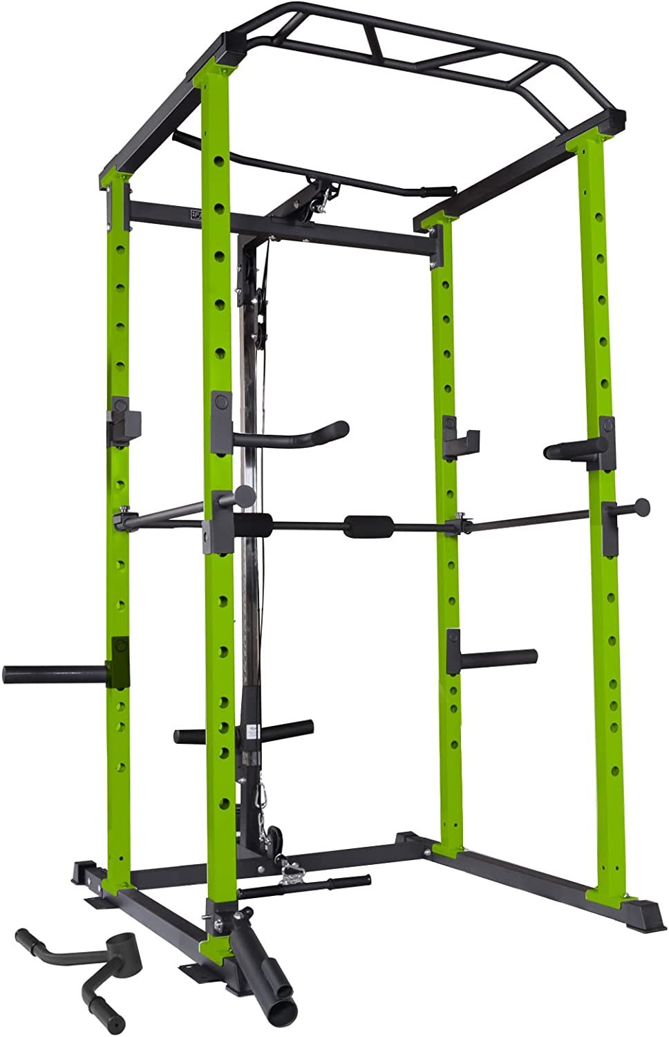 100lb Green Home Gym Set Multi-functional Power Cage, Home Adjustable Pullup Squat Rack 1000Lbs Capacity Comprehensive Fitness Barbell Rack