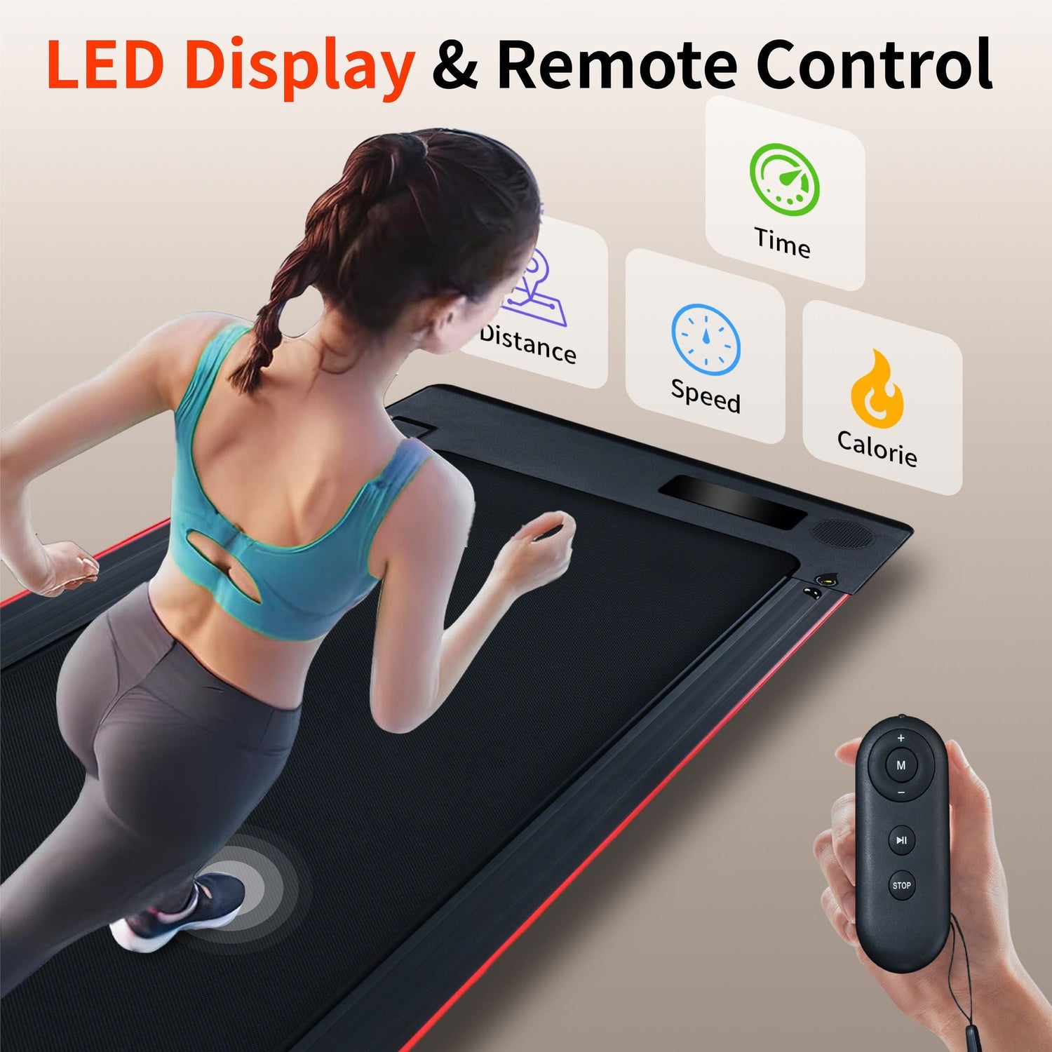 Walking Pad Treadmill with 10° Incline, Remote Control 3HP Portable Compact Treadmills for Home Office, Treadmill 264 lb Capacity, LED Display