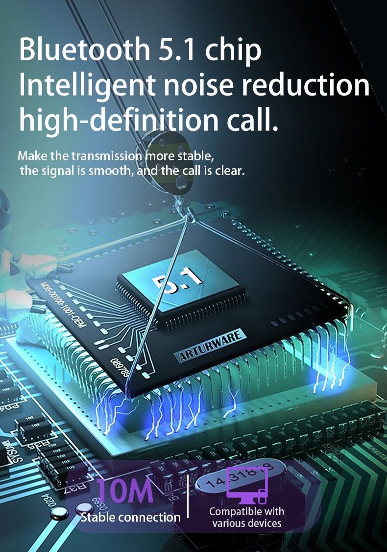 Neck-mounted Wireless earbuds Sports Headphones Neck Bluetooth 5.3 In-Ear Metal Earphones