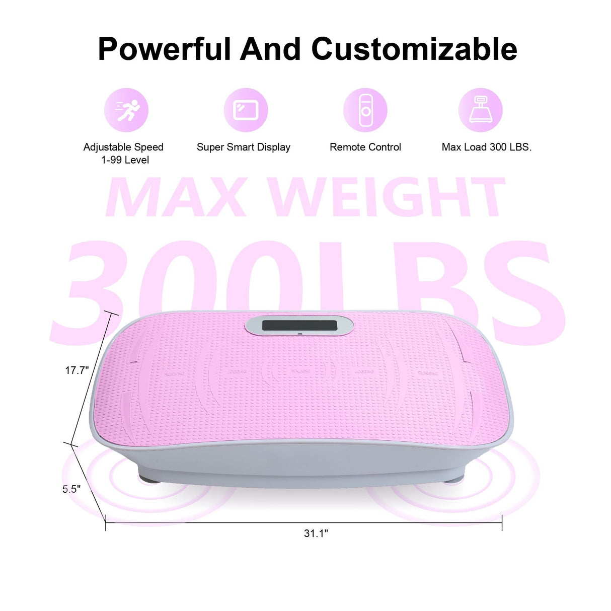 Full Body Vibration Plate Crazy Fitness Massage 10-Frequency Weight Loss & Fat Burner Shaking Machine For Unisex Pink