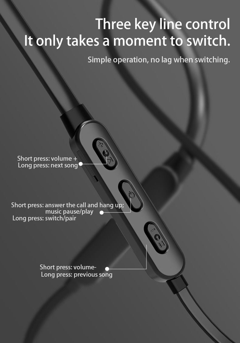 Neck-mounted Wireless earbuds Sports Headphones Neck Bluetooth 5.3 In-Ear Metal Earphones