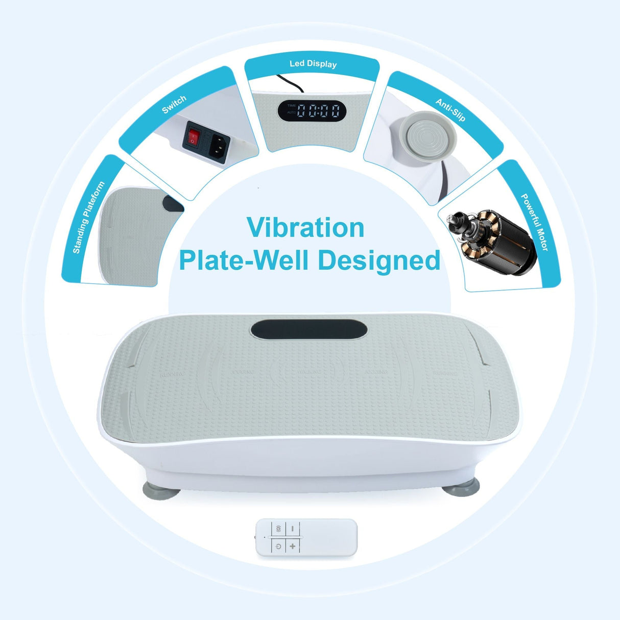 Silent Vibration Platform Crazy Fitness Massage 10-Frequency Weight Loss & Fat Burner Body Shaking Machine For Unisex Grey033