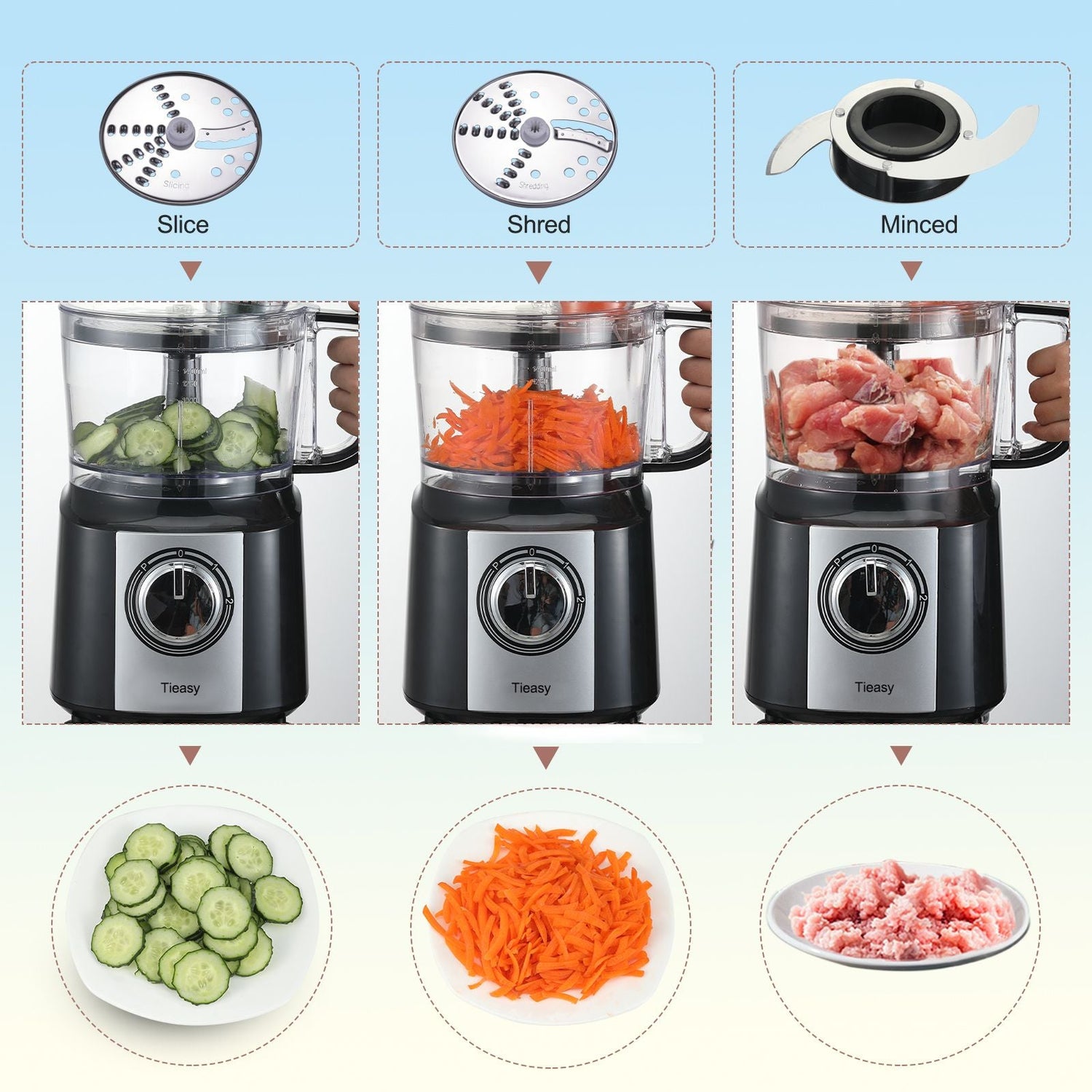 All-in-One 600W Food Processor and Mixer with 10-Cup Capacity for Chefs