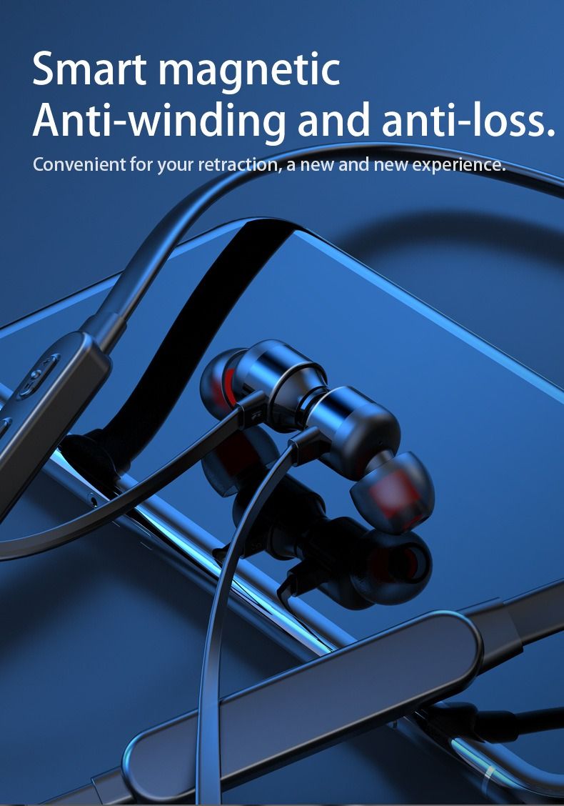 Neck-mounted Wireless earbuds Sports Headphones Neck Bluetooth 5.3 In-Ear Metal Earphones