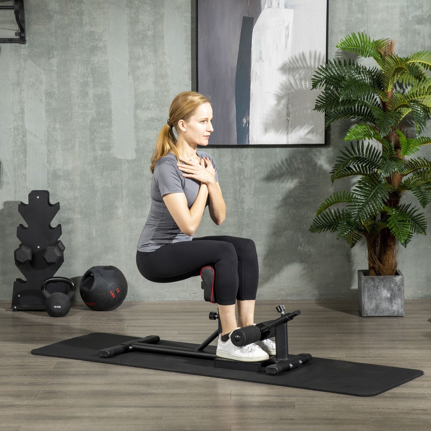 Soozier Sissy Squat Machine for Home Gym, Workout Station for Abs, Hip, Glutes & Quads to Improve Balance, Posture, Sculpt & Tone