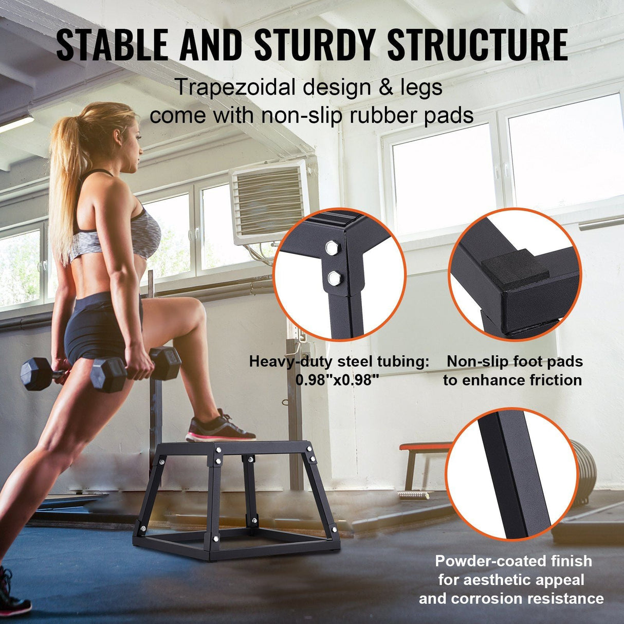 Steel 12 Inch Plyometric Jump Box for Agility Training - Anti-Slip Fitness Platform for Home Gym