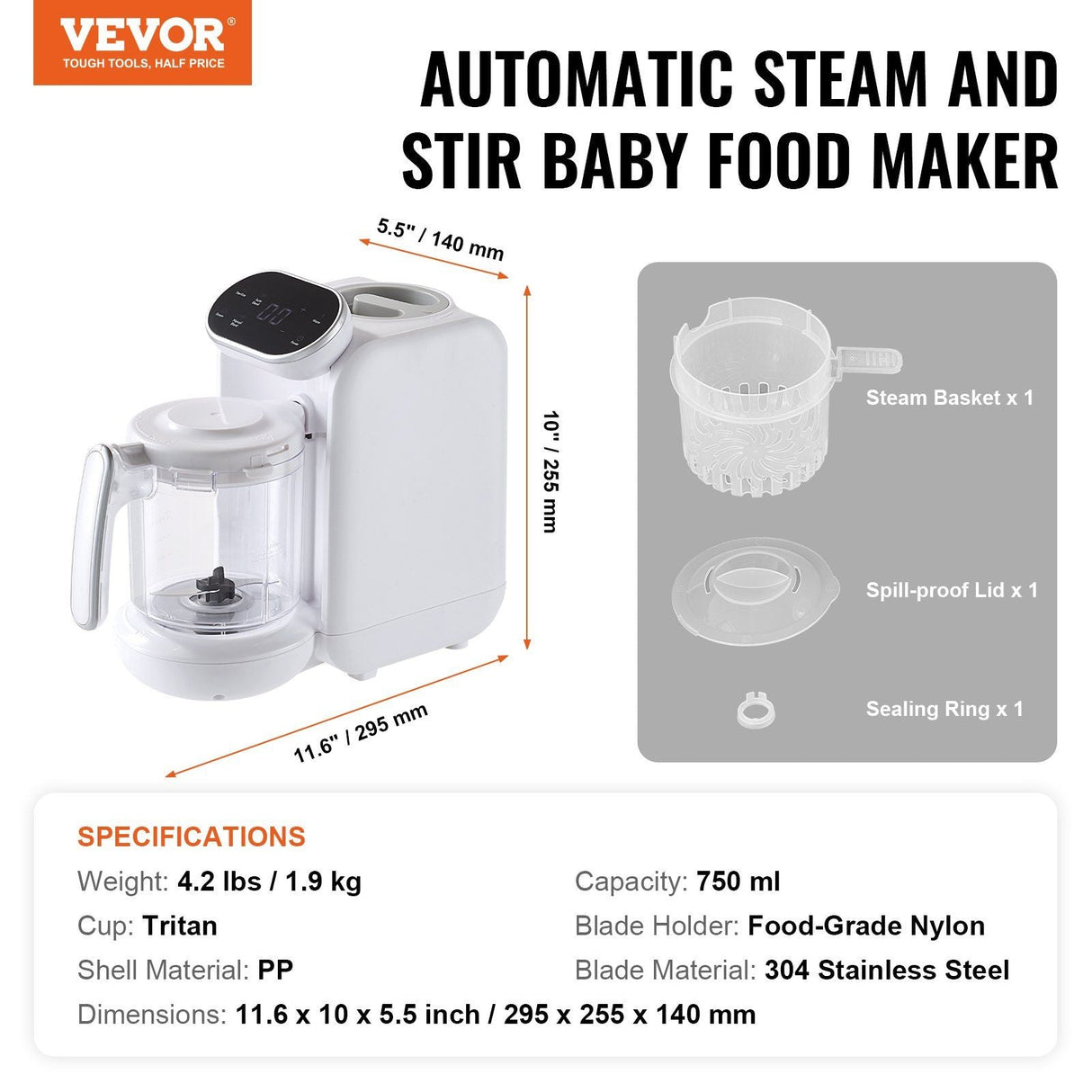 Multi-Functional Baby Food Maker - 430W Processor for Healthy Purees, Steaming & Grinding