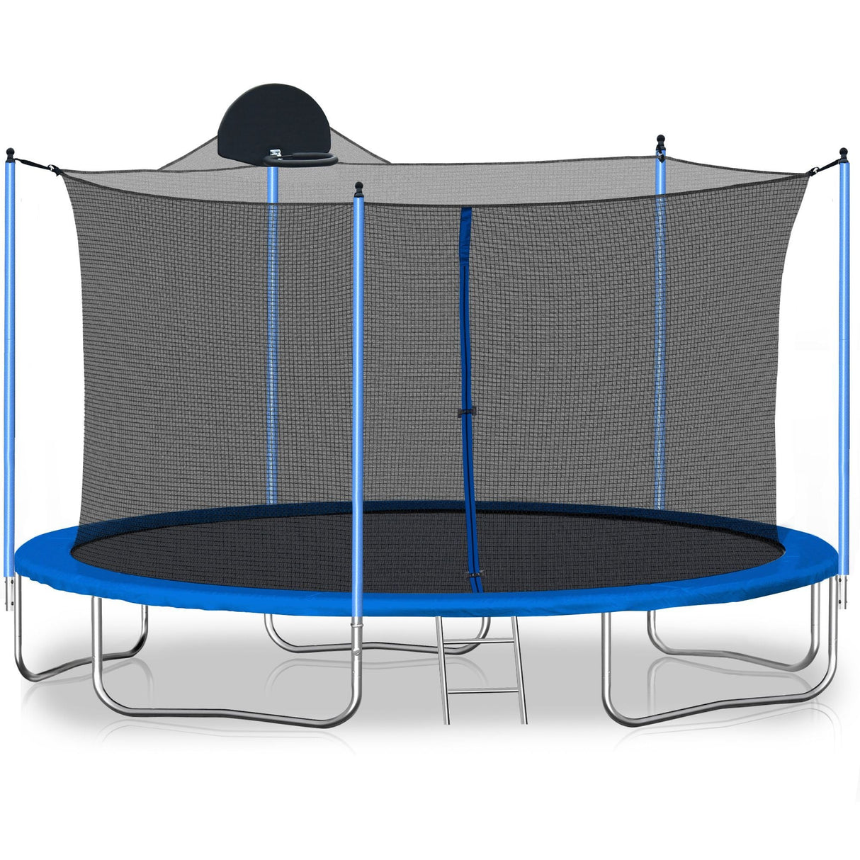 12FT Trampoline with Safety Enclosure and Ladder - Perfect for Kids and Adults, Includes Basketball Hoop