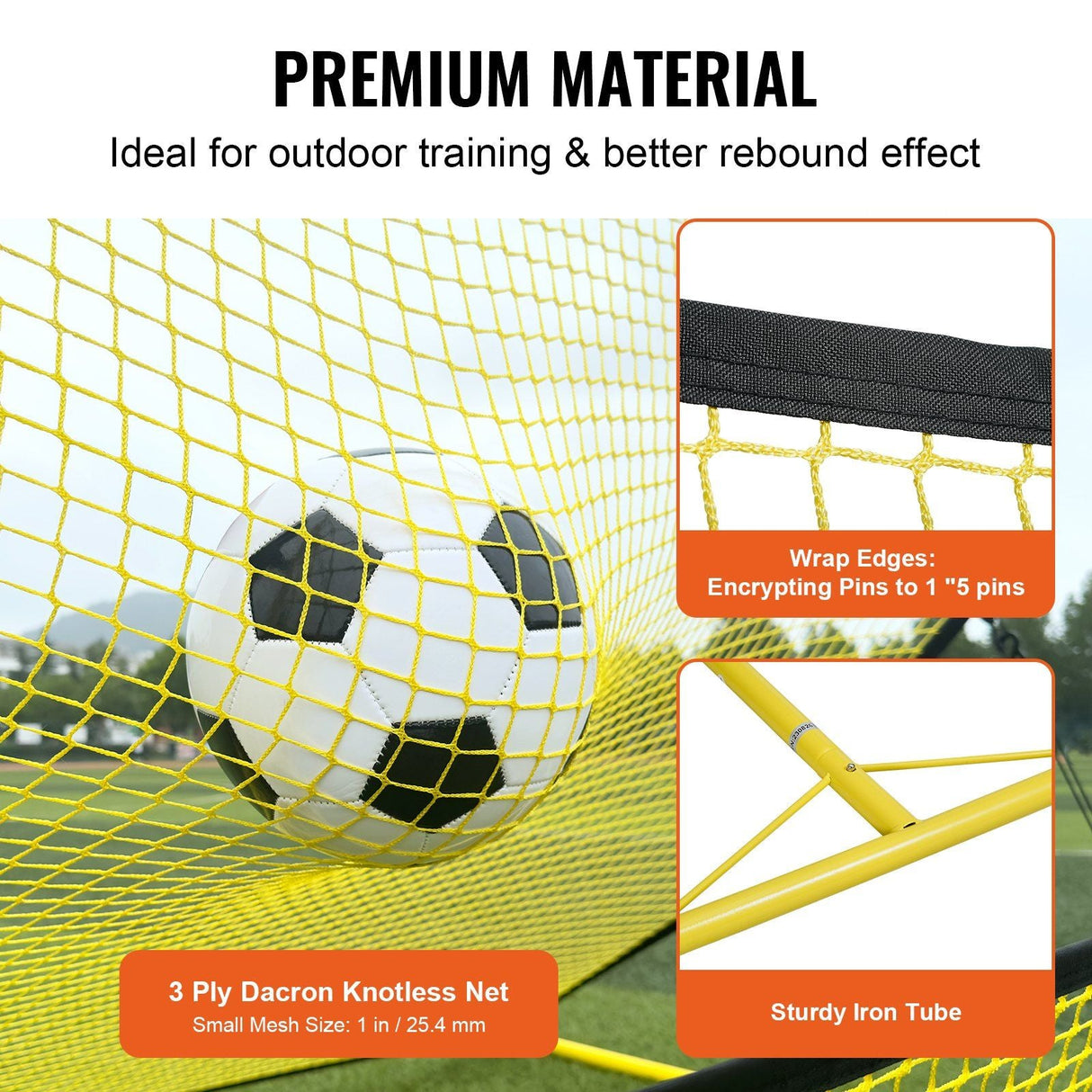 Soccer Trainer, 2-IN-1 Portable Soccer Rebounder Net, 71"x40" Iron Soccer Practice Equipment,