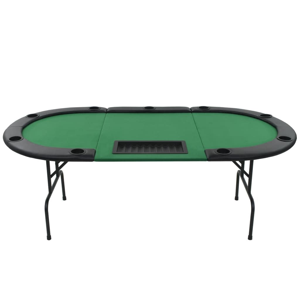 9-Player Folding Poker Table 3 Fold Oval Green