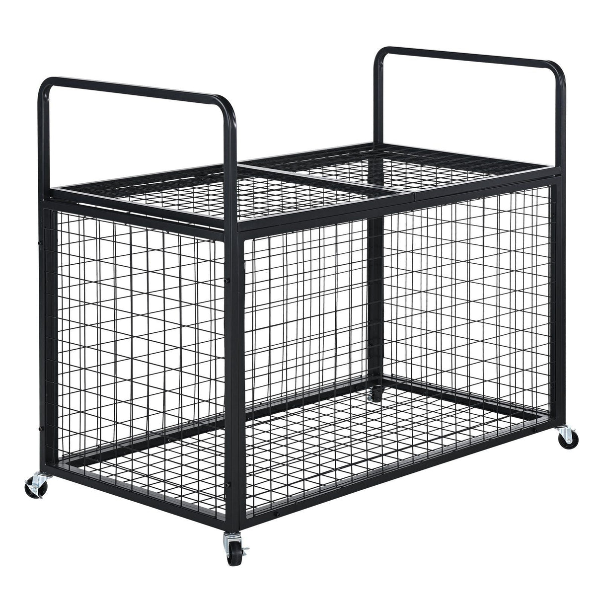 Heavy-Duty Lockable Sports Ball Storage Cart - Double Lid Organizer for Home and Gym