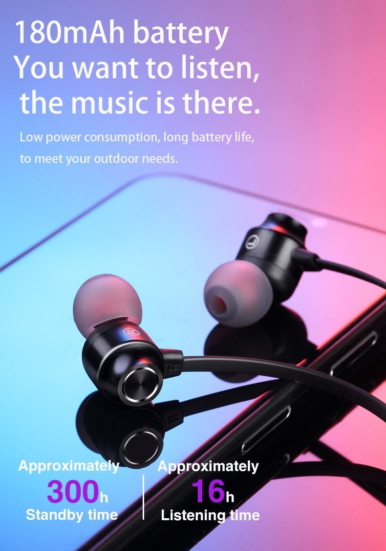Neck-mounted Wireless earbuds Sports Headphones Neck Bluetooth 5.3 In-Ear Metal Earphones