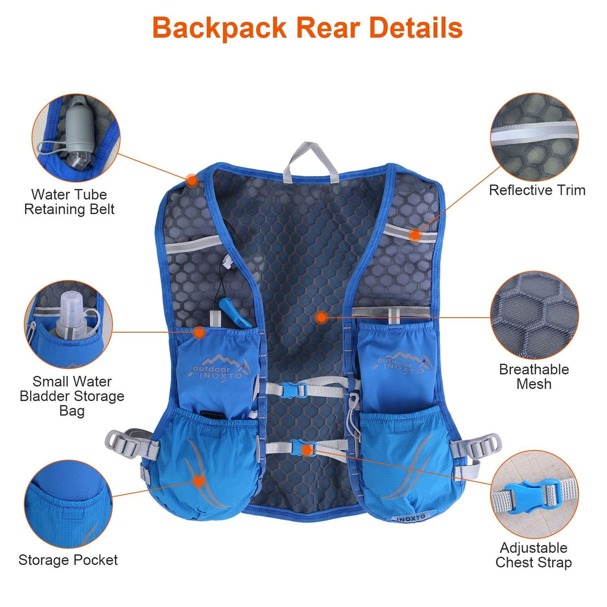 Sport Hydration Vest Running Backpack with 15oz 50oz Water running hydration bladder Adjustable Strap Storage Bag for Trail Running Marathon Race Hiking