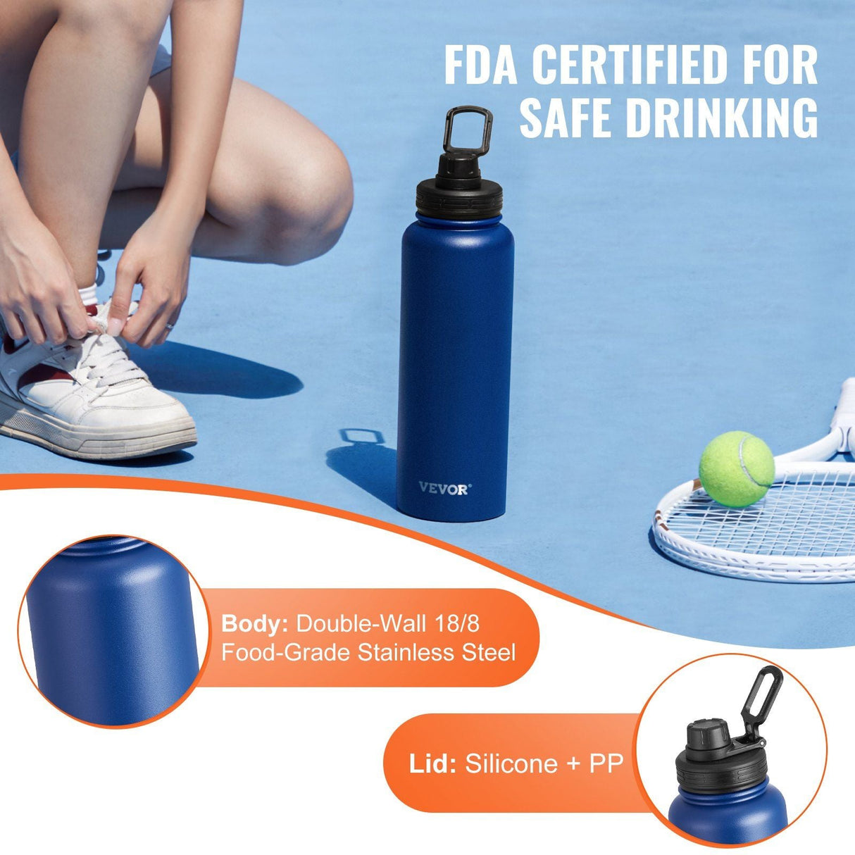 40 oz tumbler Insulated rambler Stainless Steel with Wide Mouth Lid Blue