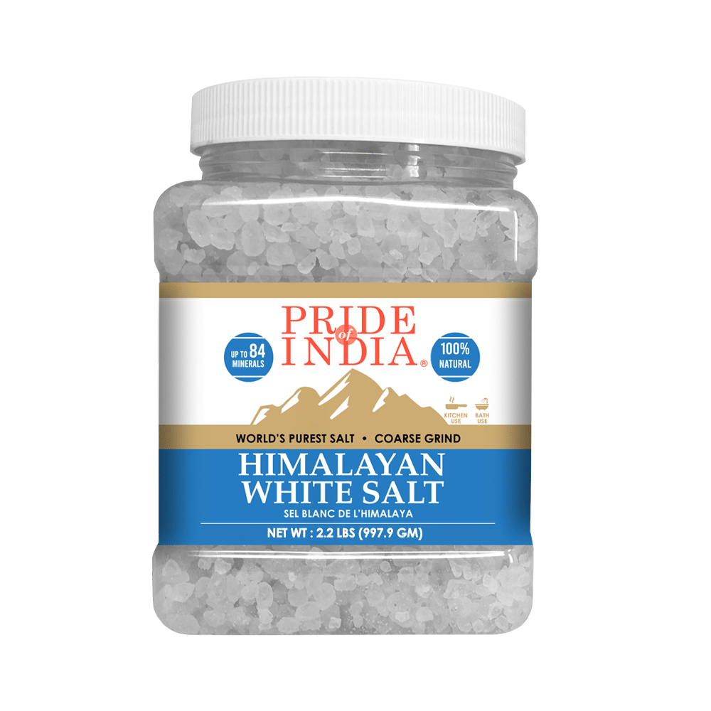 Himalayan White Salt by Pride of India - 2.2Lbs - Rarest & Enriched W/84+ Natural Minerals- Low Sodium- Mineral Rich Nutrition and Enhanced Taste- Healthier Table Salt Substitute